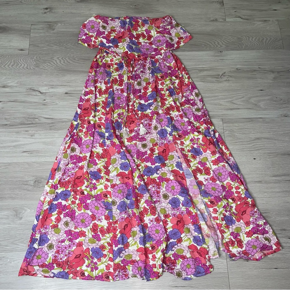 Jaspra Strapless Floral Maxi Dress M Bohemian Hippie Feminine Cottagecore